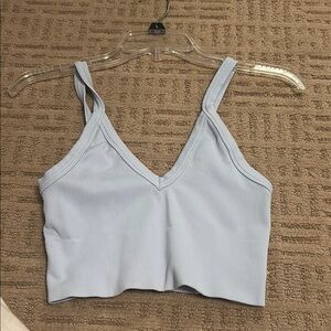 Light Blue Ribbed Crop Top
